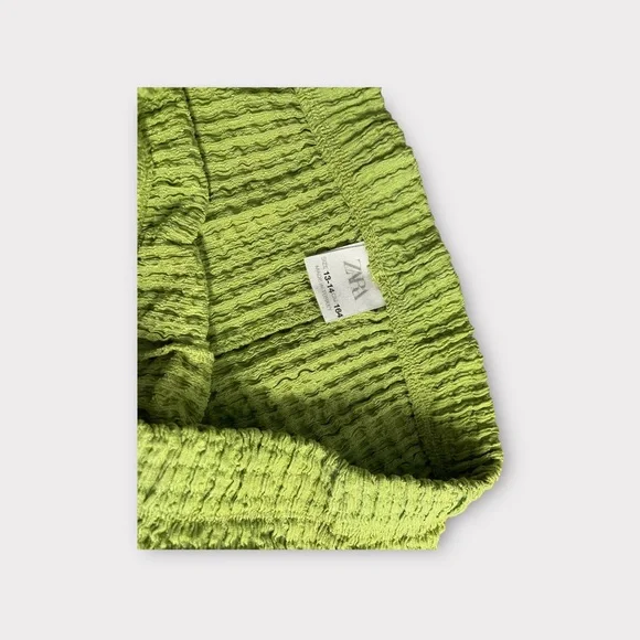 Zara Lime Green Wide Leg Knit Pants - Picture 3 of 5